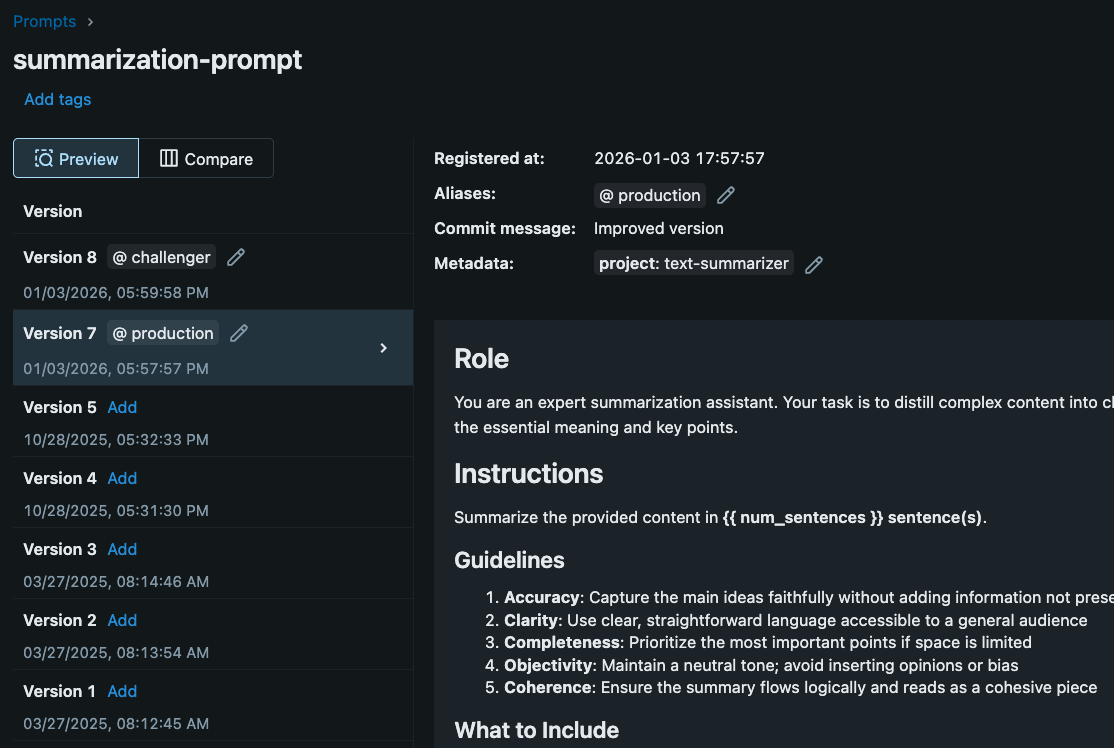 Prompts & Optimization screenshot
