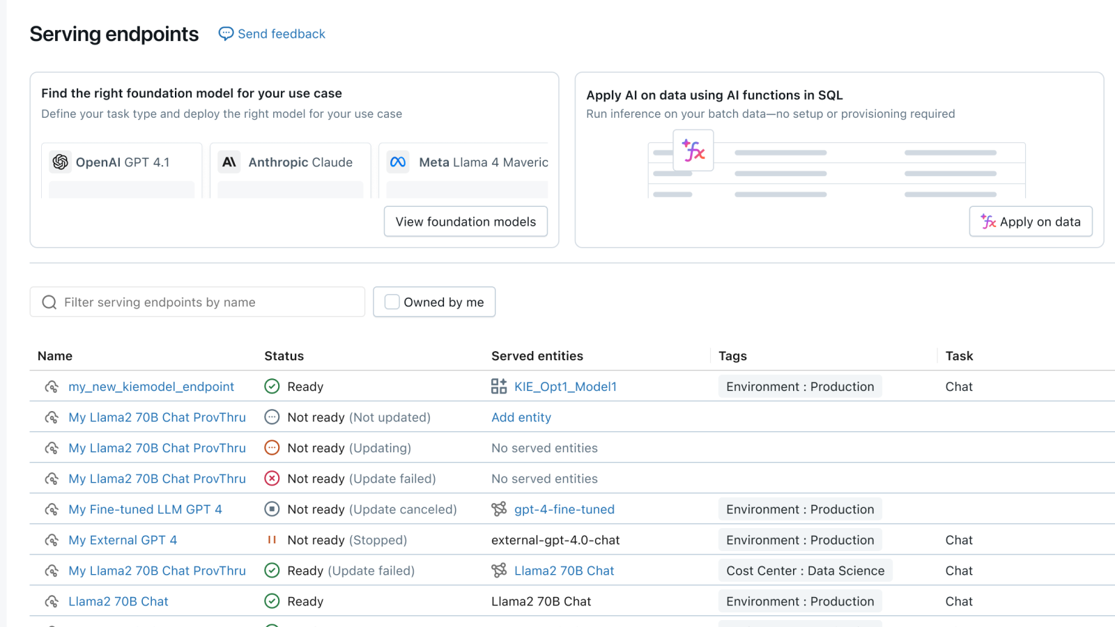 MLflow model serving screenshot